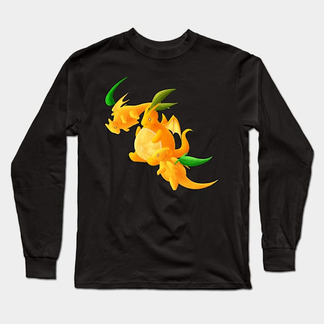 Kawaii Tangerines Dragons - Without Background Long Sleeve T-Shirt by Chiisa